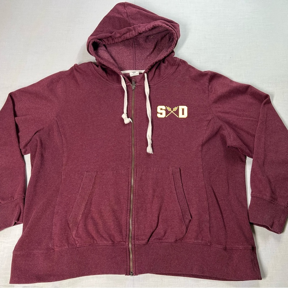 Arizona State Sun Devils DISTRICT Zip Up Hoodie Sweatshirt Maroon Yellow Size XL